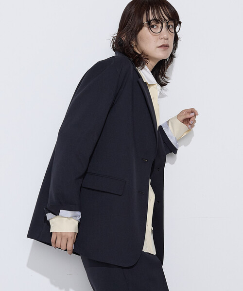 COMME CA Wardrobe(コムサワードローブ)の「【セットアップ対応】パウダープレーンストレッチ ロングジャケット(スーツジャケット・レディース・ブラウン/ネイビー・7号/9号)」の8枚目の写真