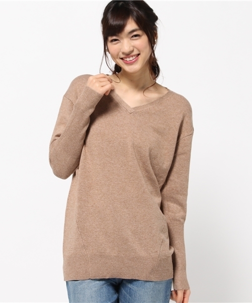 ikka（イッカ）の「9GプレーティングVネックチュニック（ニット/セーター・レディース・ラベンダー/ベージュ/グレー/チャコールグレー・MEDIUM/LARGE）」の4枚目の写真