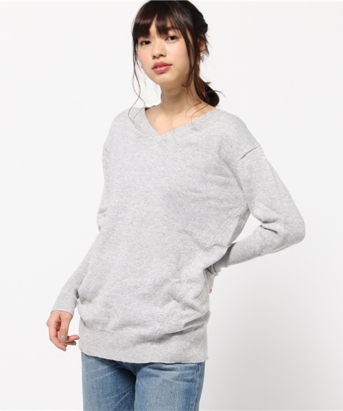 ikka（イッカ）の「9GプレーティングVネックチュニック（ニット/セーター・レディース・ラベンダー/ベージュ/グレー/チャコールグレー・MEDIUM/LARGE）」の3枚目の写真
