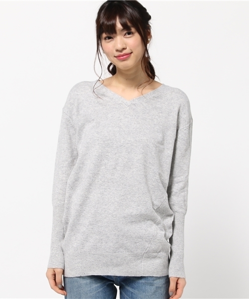 ikka（イッカ）の「9GプレーティングVネックチュニック（ニット/セーター・レディース・ラベンダー/ベージュ/グレー/チャコールグレー・MEDIUM/LARGE）」の5枚目の写真