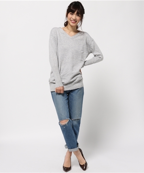 ikka（イッカ）の「9GプレーティングVネックチュニック（ニット/セーター・レディース・ラベンダー/ベージュ/グレー/チャコールグレー・MEDIUM/LARGE）」の8枚目の写真