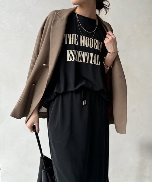 DouDou(ドゥドゥ)の「【セットアップ可能】フロッキー肩タックプリントTEE(Tシャツ/カットソー・レディース・ブラック/モカ/ライトグレー/チャコールグレー・FREE)」の18枚目の写真