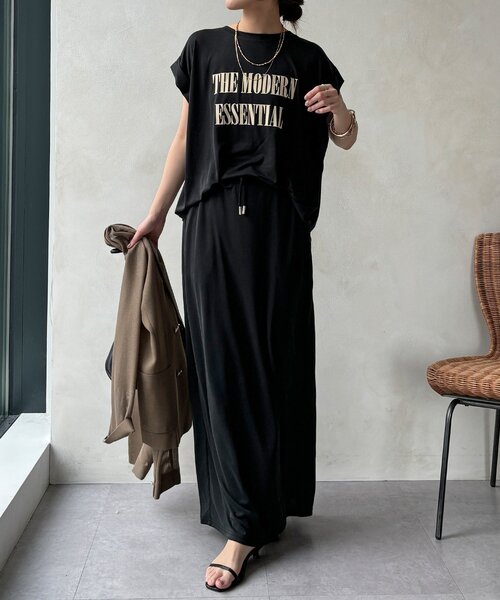 DouDou(ドゥドゥ)の「【セットアップ可能】フロッキー肩タックプリントTEE(Tシャツ/カットソー・レディース・ブラック/モカ/ライトグレー/チャコールグレー・FREE)」の19枚目の写真
