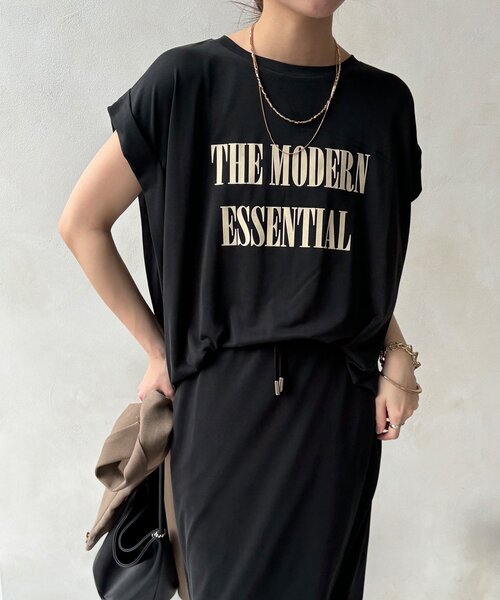 DouDou(ドゥドゥ)の「【セットアップ可能】フロッキー肩タックプリントTEE(Tシャツ/カットソー・レディース・ブラック/モカ/ライトグレー/チャコールグレー・FREE)」の20枚目の写真