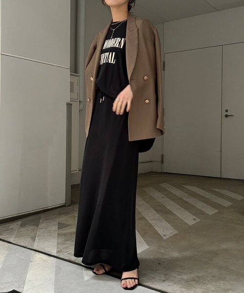 DouDou(ドゥドゥ)の「【セットアップ可能】フロッキー肩タックプリントTEE(Tシャツ/カットソー・レディース・ブラック/モカ/ライトグレー/チャコールグレー・FREE)」の21枚目の写真