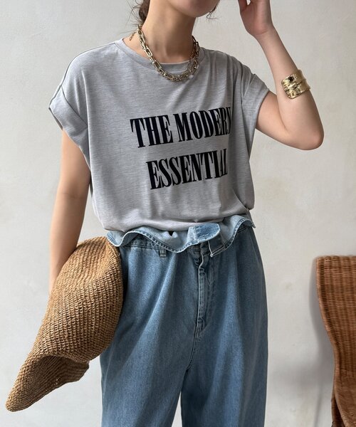 DouDou（ドゥドゥ）の「【セットアップ可能】フロッキー肩タックプリントTEE（Tシャツ/カットソー・レディース・ブラック/モカ/ライトグレー・FREE）」の12枚目の写真