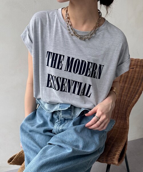 DouDou（ドゥドゥ）の「【セットアップ可能】フロッキー肩タックプリントTEE（Tシャツ/カットソー・レディース・ブラック/モカ/ライトグレー・FREE）」の15枚目の写真