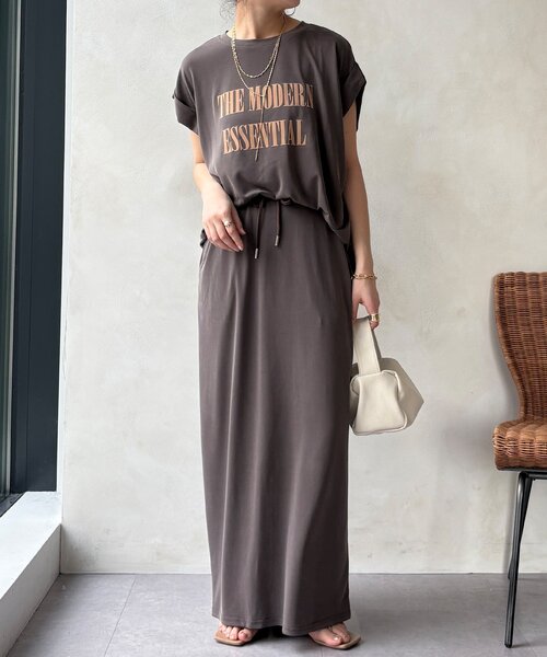 DouDou（ドゥドゥ）の「【セットアップ可能】フロッキー肩タックプリントTEE（Tシャツ/カットソー・レディース・ブラック/モカ/ライトグレー・FREE）」の20枚目の写真