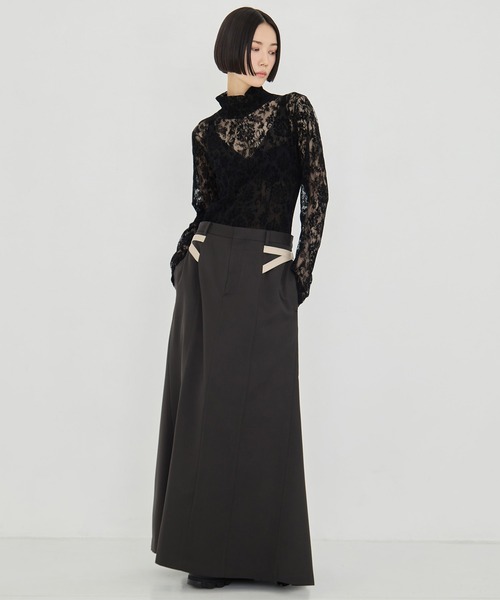 JOHN LAWRENCE SULLIVAN(ジョンローレンスサリバン)の「【JOHN LAWRENCE SULLIVAN/ジョンローレンスサリバン】WOOL DOBBY SIDE STRAP SKIRT/ウールドビーサイドストライプスカート(スカート・レディース・ブラック/ブラウン・S/M)」の9枚目の写真