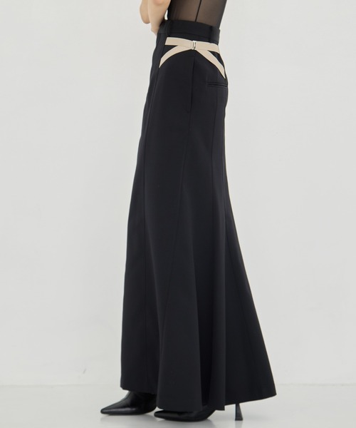 JOHN LAWRENCE SULLIVAN(ジョンローレンスサリバン)の「【JOHN LAWRENCE SULLIVAN/ジョンローレンスサリバン】WOOL DOBBY SIDE STRAP SKIRT/ウールドビーサイドストライプスカート(スカート・レディース・ブラック/ブラウン・S/M)」の6枚目の写真