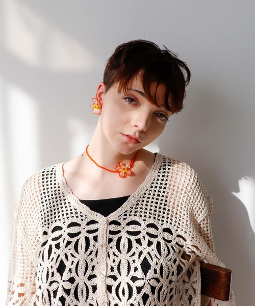 Three Four Time（ｽﾘｰﾌｫｰﾀｲﾑ）の「フラワービーズチョーカー（ネックレス・レディース・イエロー/オレンジ・FREE）」の10枚目の写真