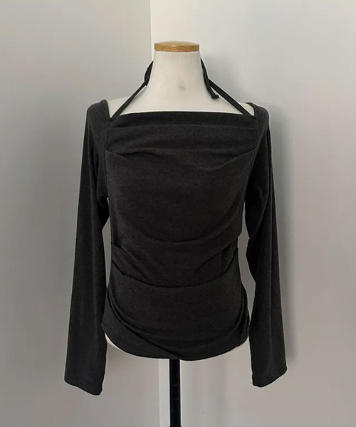 VIVID LADY(ビビッドレディー)の「ホルターネックオフショルダードレープトップス(Tシャツ/カットソー・レディース・チャコールグレー/アイボリー/ブラック・FREE)」の21枚目の写真
