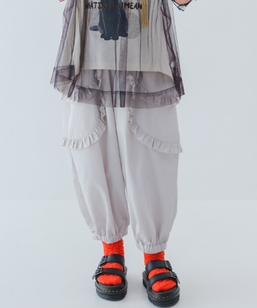 unica（ユニカ）の「ダブルフリルジョガーパンツ（その他パンツ・キッズ・ピンク/グレー/ブラック・L/XL）」の3枚目の写真