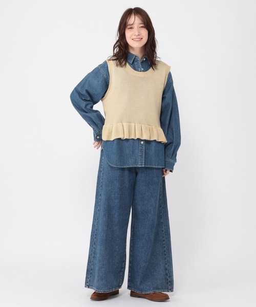 studio CLIP（スタディオクリップ）の「5ゲージダブルフロント裾フリルベスト（ベスト・レディース・グレー/ネイビー/ライトベージュ・FREE）」の19枚目の写真