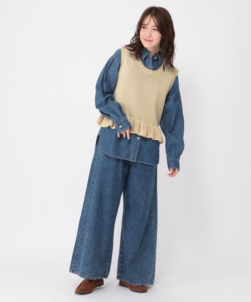 studio CLIP（スタディオクリップ）の「5ゲージダブルフロント裾フリルベスト（ベスト・レディース・グレー/ネイビー/ライトベージュ・FREE）」の20枚目の写真