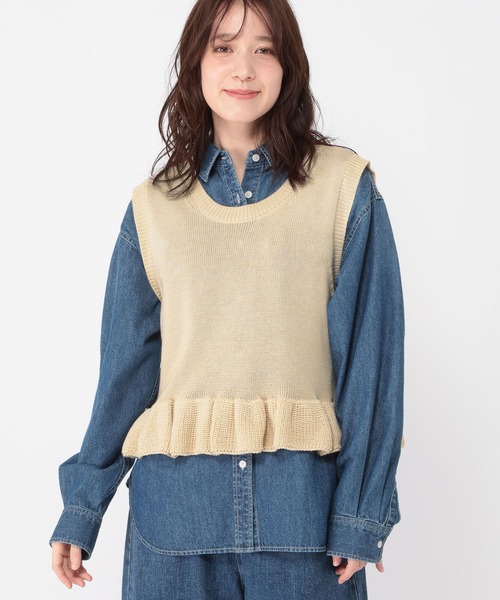 studio CLIP（スタディオクリップ）の「5ゲージダブルフロント裾フリルベスト（ベスト・レディース・グレー/ネイビー/ライトベージュ・FREE）」の22枚目の写真