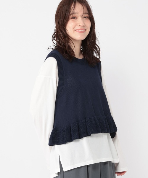 studio CLIP（スタディオクリップ）の「5ゲージダブルフロント裾フリルベスト（ベスト・レディース・グレー/ネイビー/ライトベージュ・FREE）」の13枚目の写真