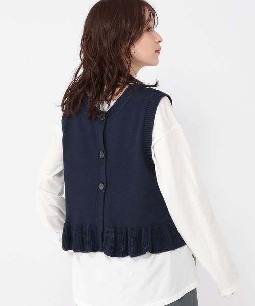 studio CLIP（スタディオクリップ）の「5ゲージダブルフロント裾フリルベスト（ベスト・レディース・グレー/ネイビー/ライトベージュ・FREE）」の15枚目の写真