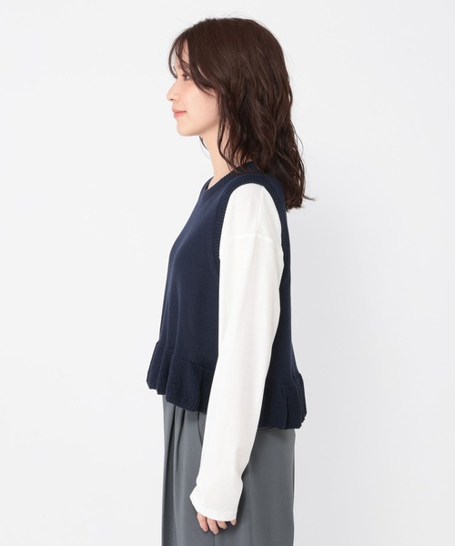 studio CLIP（スタディオクリップ）の「5ゲージダブルフロント裾フリルベスト（ベスト・レディース・グレー/ネイビー/ライトベージュ・FREE）」の17枚目の写真