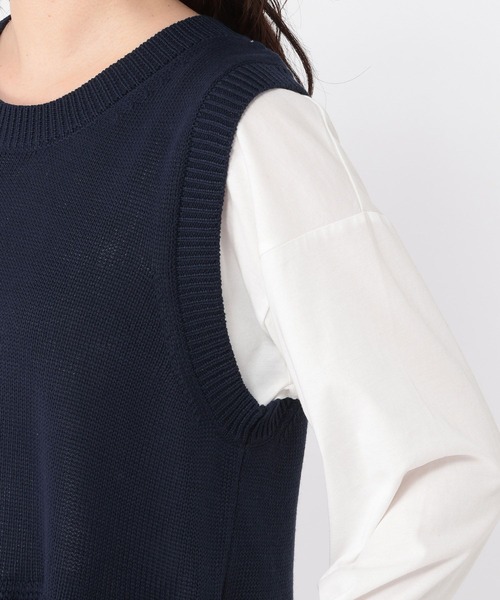 studio CLIP（スタディオクリップ）の「5ゲージダブルフロント裾フリルベスト（ベスト・レディース・グレー/ネイビー/ライトベージュ・FREE）」の8枚目の写真