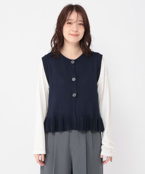 studio CLIP（スタディオクリップ）の「5ゲージダブルフロント裾フリルベスト（ベスト・レディース・グレー/ネイビー/ライトベージュ・FREE）」の11枚目の写真
