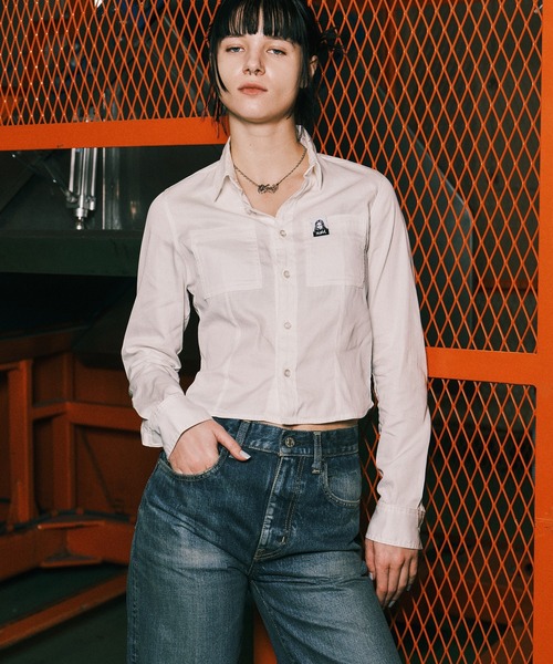 X-girl(エックスガール)の「FLARED DENIM PANTS(デニムパンツ・レディース・ライトインディゴブルー/ダークインディゴブルー・S/M)」の3枚目の写真