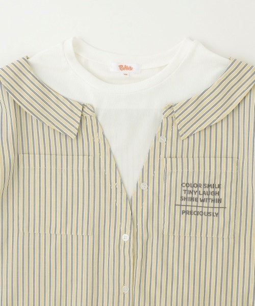 PINK-latte（ピンクラテ）の「シャツドッキング半袖プルオーバー（シャツ/ブラウス・キッズ・ブルー/ライトベージュ・160cm/150cm/140cm/130cm/120cm）」の4枚目の写真