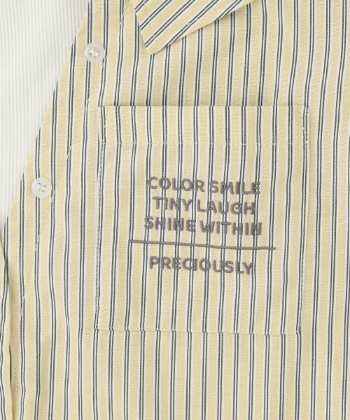 PINK-latte（ピンクラテ）の「シャツドッキング半袖プルオーバー（シャツ/ブラウス・キッズ・ブルー/ライトベージュ・160cm/150cm/140cm/130cm/120cm）」の5枚目の写真