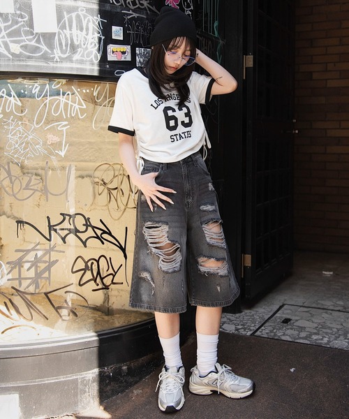 WEGO（ウィゴー）の「WEGO/【26年春新作】グラフィックサイドリボンドロストショートT（Tシャツ/カットソー・レディース・その他1/その他3/その他2/その他4/その他5/その他6・FREE）」の9枚目の写真