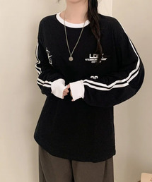配色ライン ロングTシャツ 長袖