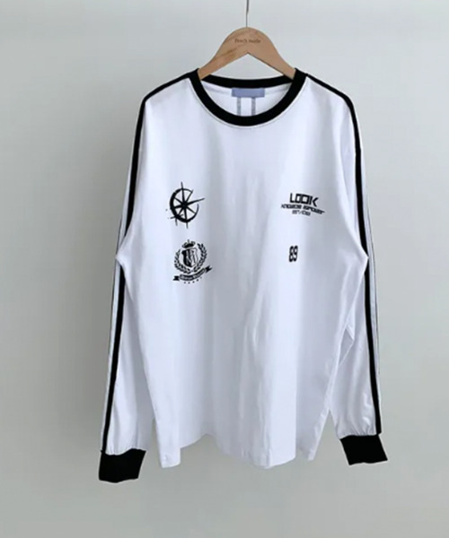 VIVID LADY(ビビッドレディー)の「配色ライン ロングTシャツ 長袖(Tシャツ/カットソー・レディース・ネイビー/ブラック/ホワイト・FREE)」の13枚目の写真
