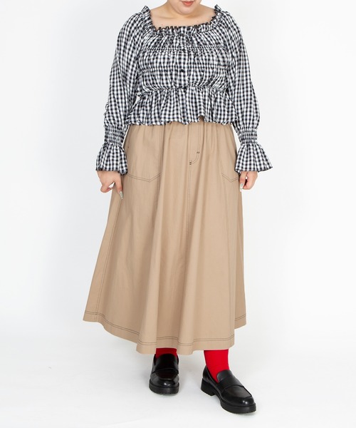 PUNYUS（プニュズ）の「2wayギンガムチェックブラウス（シャツ/ブラウス・レディース・ブラック/レッド/ホワイト・4/3/2/1）」の16枚目の写真