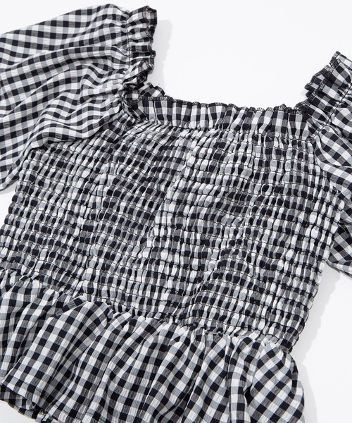 PUNYUS（プニュズ）の「2wayギンガムチェックブラウス（シャツ/ブラウス・レディース・ブラック/レッド/ホワイト・4/3/2/1）」の7枚目の写真