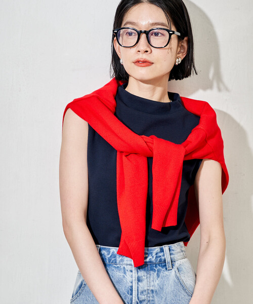 FREAK'S STORE（フリークスストア）の「コットンモダール ボトルネックノースリーブTシャツ（Tシャツ/カットソー・レディース・ネイビー/サックスブルー/ブラウン/ブラック/ホワイト・MEDIUM/SMALL）」の21枚目の写真