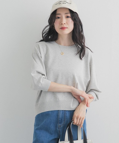 URBAN RESEARCH DOORS（アーバンリサーチドアーズ）の「ウォッシャブルブライトプルオーバー｜春服/春ニット/洗濯可/オフィスカジュアル/通勤（Tシャツ/カットソー・レディース・オートミール/ライトグレー/ピンク・FREE）」の3枚目の写真