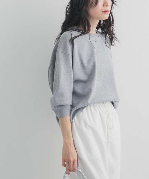 URBAN RESEARCH DOORS（アーバンリサーチドアーズ）の「ウォッシャブルブライトプルオーバー｜春服/春ニット/洗濯可/オフィスカジュアル/通勤（Tシャツ/カットソー・レディース・オートミール/ライトグレー/ピンク・FREE）」の2枚目の写真