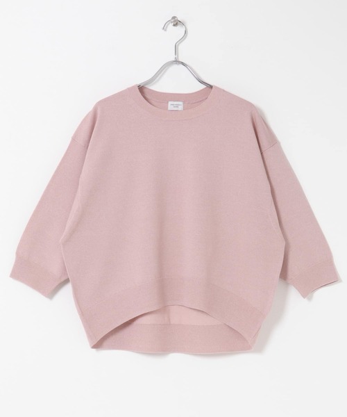 URBAN RESEARCH DOORS（アーバンリサーチドアーズ）の「ウォッシャブルブライトプルオーバー｜春服/春ニット/洗濯可/オフィスカジュアル/通勤（Tシャツ/カットソー・レディース・オートミール/ライトグレー/ピンク・FREE）」の5枚目の写真