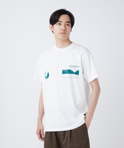 Snow Peak(スノーピーク)の「Snow Peak / CF Landscape T-Shirt ランドスケープTシャツ(Tシャツ/カットソー・メンズ・オフホワイト/チャコール/イエロー・S/M/L/XL)」の2枚目の写真