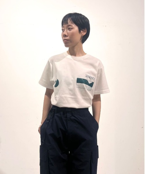Snow Peak(スノーピーク)の「Snow Peak / CF Landscape T-Shirt ランドスケープTシャツ(Tシャツ/カットソー・メンズ・オフホワイト/チャコール/イエロー・S/M/L/XL)」の4枚目の写真