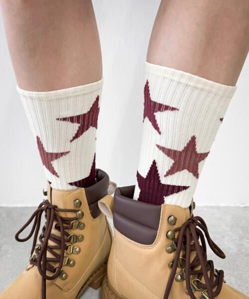 WEGO（ウィゴー）の「WEGO/スターデザインソックス（ソックス/靴下・メンズ・ブラック/オフホワイト・25-27CM）」の3枚目の写真