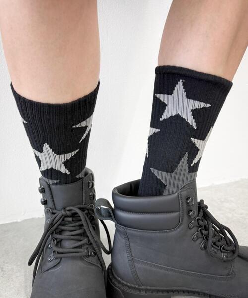 WEGO（ウィゴー）の「WEGO/スターデザインソックス（ソックス/靴下・メンズ・ブラック/オフホワイト・25-27CM）」の5枚目の写真