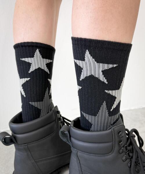 WEGO（ウィゴー）の「WEGO/スターデザインソックス（ソックス/靴下・メンズ・ブラック/オフホワイト・25-27CM）」の6枚目の写真