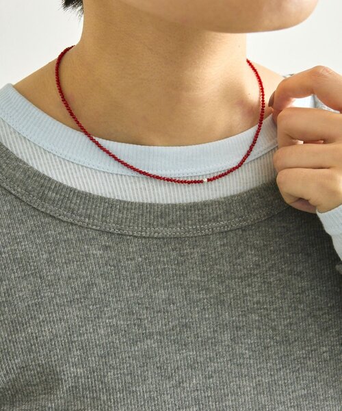 ear PAPILLONNER(イアパピヨネ)の「《スターリングシルバー使用》粒ストーンネックレス(ネックレス・レディース・レッド/ブラック・FREE)」の2枚目の写真