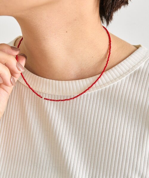 ear PAPILLONNER(イアパピヨネ)の「《スターリングシルバー使用》粒ストーンネックレス(ネックレス・レディース・レッド/ブラック/レッド系その他・FREE)」の10枚目の写真