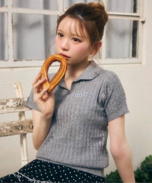 candy pop tee ニット Tシャツ ドット 半袖 シースルー 白 新品 4INT. tシャツ 「レイヤードにおすすめ」ドット レース シースルー
