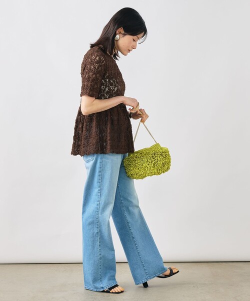 NOLLEY’S Sophi（ノーリーズソフィ）の「ウォッシャブルストレッチレースペプラム半袖プルオーバー（シャツ/ブラウス・レディース・ダークブラウン/ホワイト・38）」の12枚目の写真