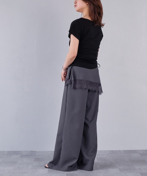 murea(ミュレア)の「レース裾アシンメトリーレイヤードルーズワイドパンツ(その他パンツ・レディース・ブラック/グレー・M/S)」の22枚目の写真