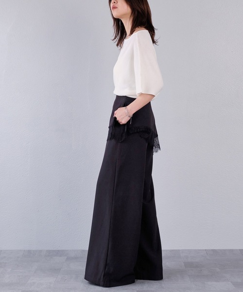 murea(ミュレア)の「レース裾アシンメトリーレイヤードルーズワイドパンツ(その他パンツ・レディース・ブラック/グレー・M/S)」の11枚目の写真