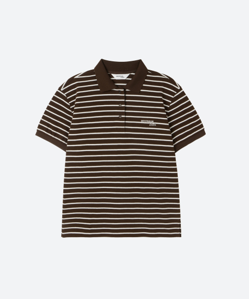 M.C UNISEX, Stripe PK Half Shirt / Chocolate（ポロシャツ