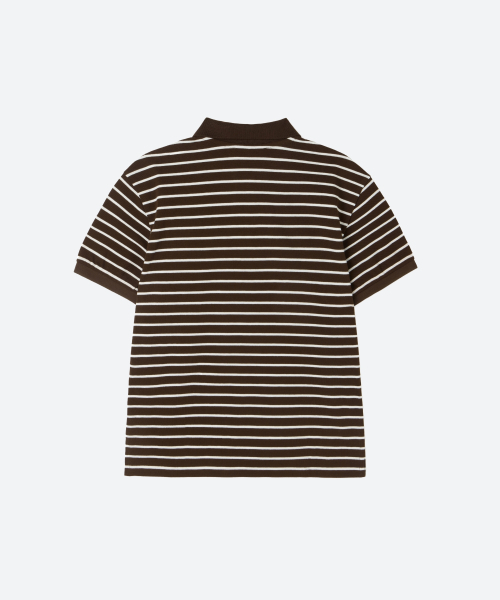 MOONSUN（ムーンサン）の「M.C UNISEX, Stripe PK Half Shirt / Chocolate（ポロシャツ・レディース・その他・SMALL/MEDIUM/LARGE）」の2枚目の写真